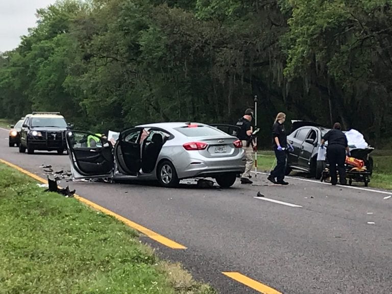 Traumatic car accident with debris