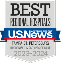 Best Regional Hospitals award from US News in Tampa/St. Petersburg for 2023-2024