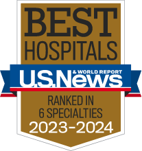 Best Hospitals award from US News ranked in 6 specialties for 2023-2024