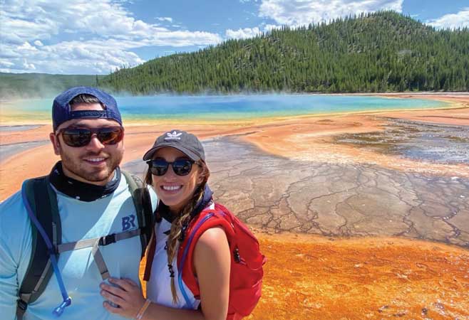 Dr. Andrew Boltuch and wife taking a selfie at Yellowstone National Park